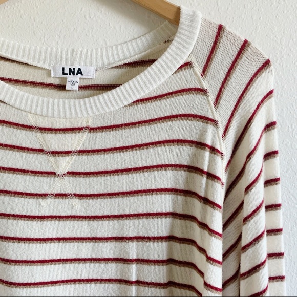 LNA Jamie Stripe Knit Raglan Sleeve Pullover - Picture 4 of 11
